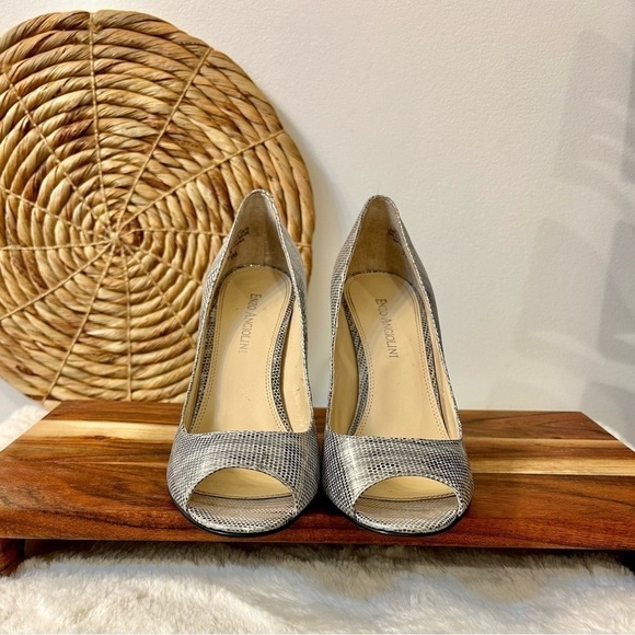 Enzo Angiolini Eamerryann Silver/Gold Peep Toe Size 7.5 - Picture 5 of 13